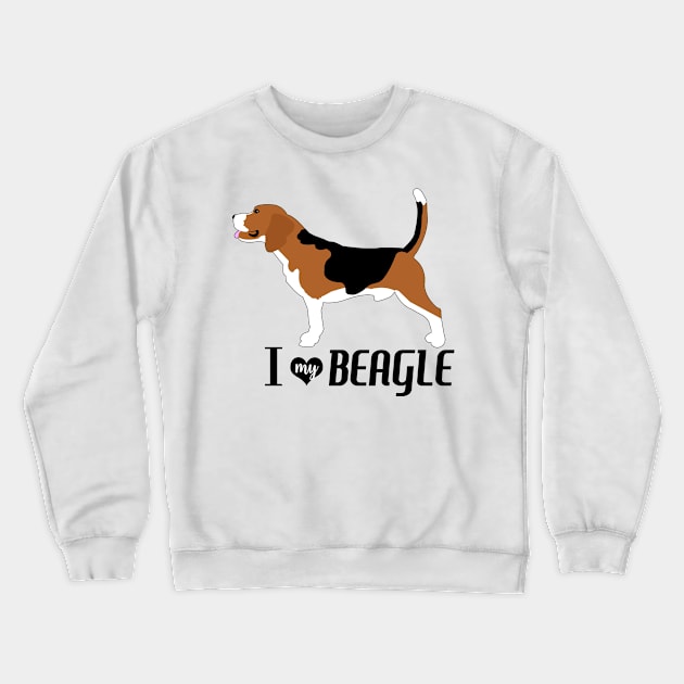 Beagle Dog Pattern in Blue Fun Beagles Paw Prints and Bone Print Crewneck Sweatshirt by JessDesigns